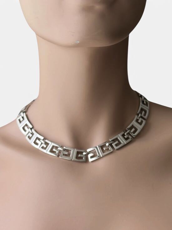 Givenchy Jewelry - Vintage Givenchy 1978 Greek Key G Link Silver Plated Necklace Paris New York